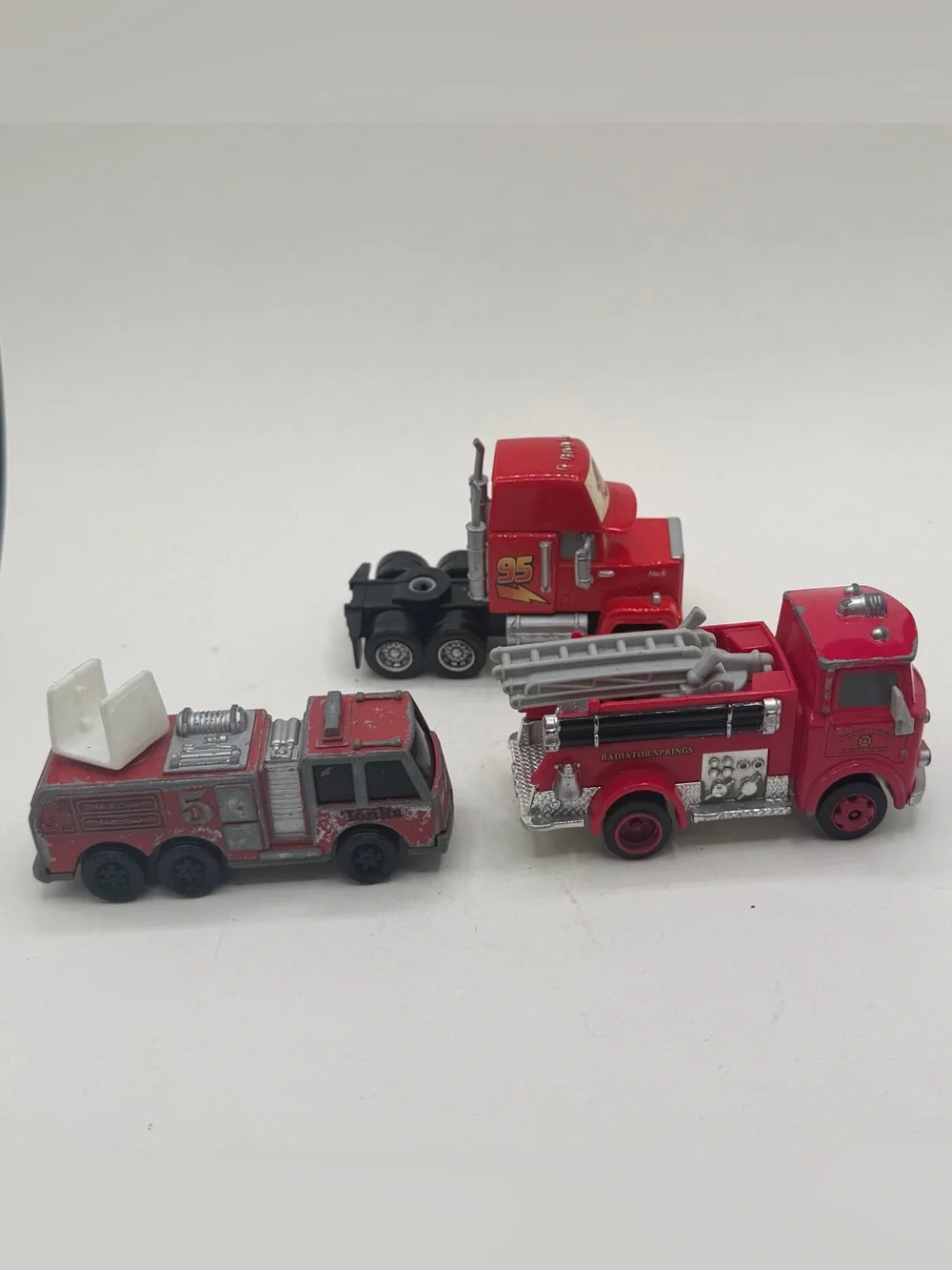 Disney Cars Mack Truck, Fire Truck Action Drivers, & 1992 TONKA Steel Fire Truck